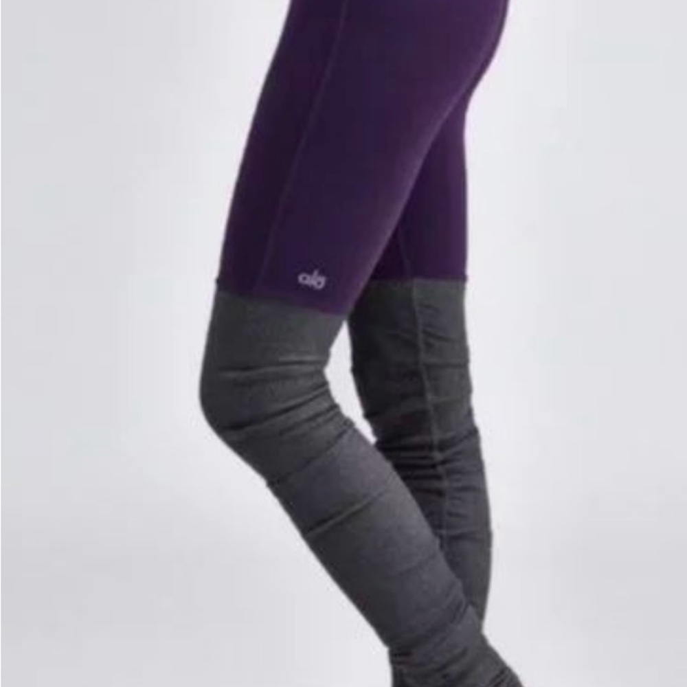 ALO Yoga goddess ribbed legging Purple pennant stormy Gray Leggings